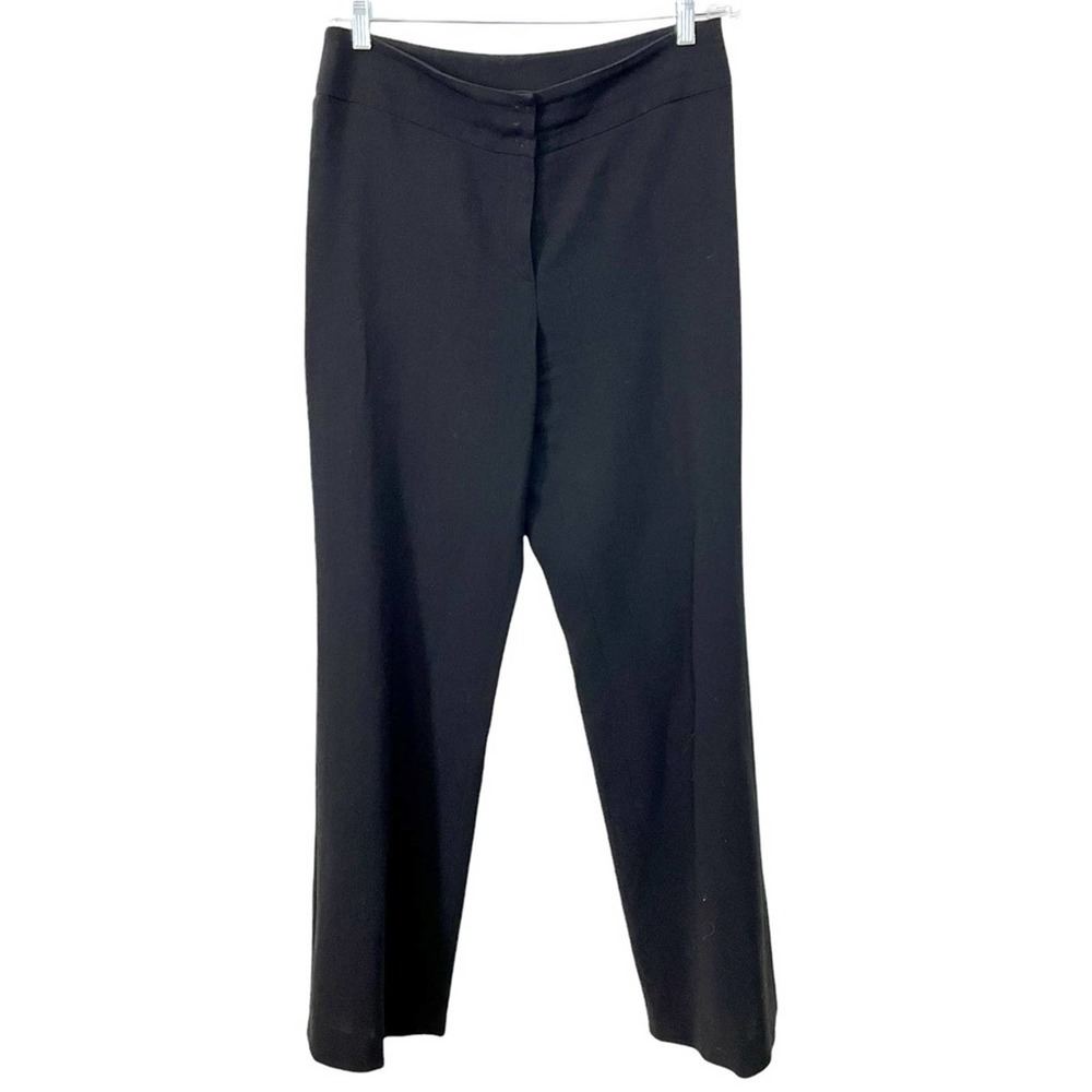 Akris Stretch Wool/Snap Flat Front Pants/size 12/Straight Leg